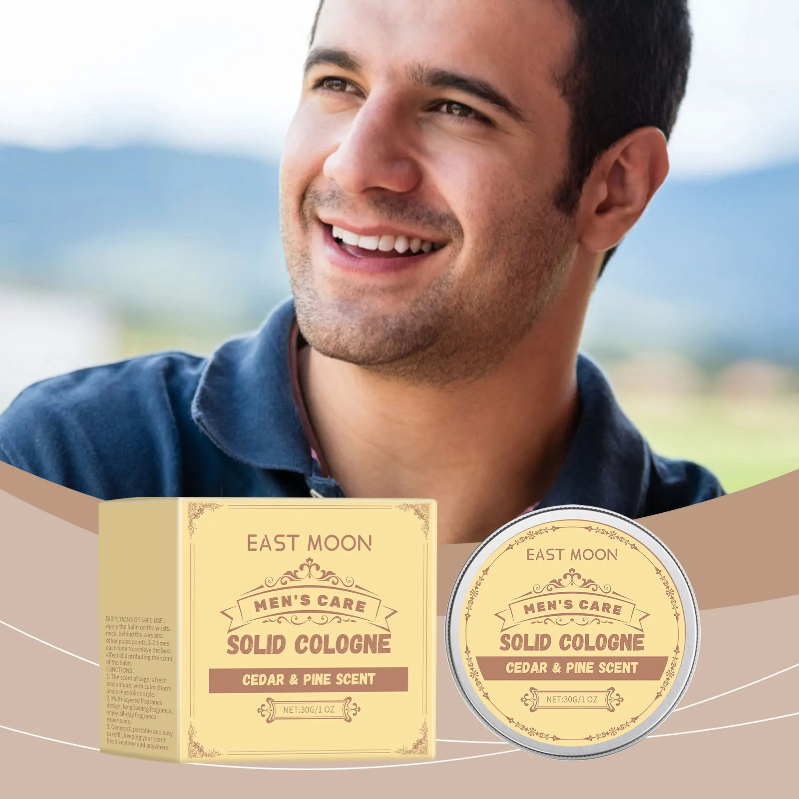 

East Moon 30g Cedar Wood Men'S Solid Perfume Balm Lasting Charm Men'S Fragrance Dating Pheromone Attract Cologne Solid Perfume