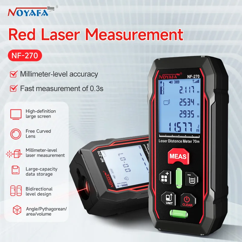 NF-270 Digital Laser Rangefinder 70M with horizontal bubbles Digital Range Finder Area Volume Multi-angel Measuring Tool