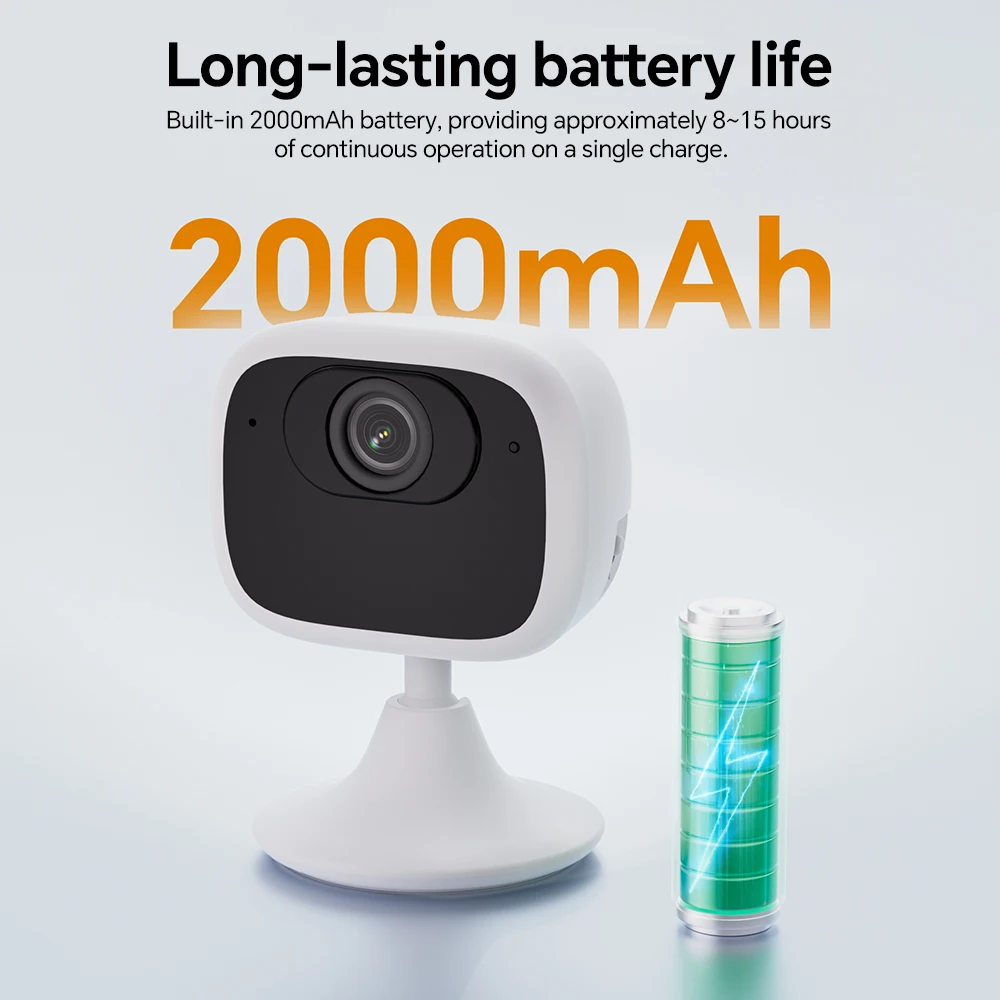 2K WiFi Smart Mini  Low Powered Security Camera Full Color Night Vision Human Detection 2-Way Audio Long Time Standby