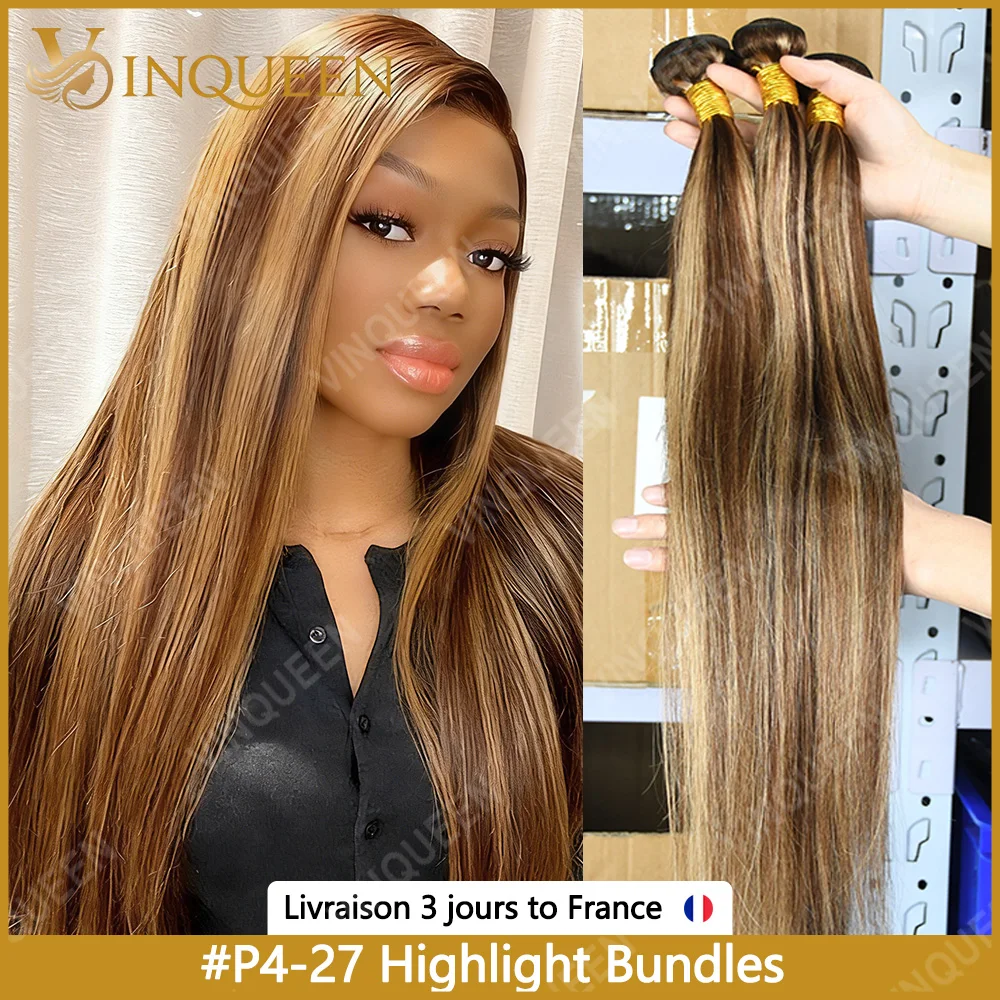 Highlight Tissage Cheveux Humains P4/27 Meche Tissage Humain Hair 12A Tissage Brésilien Raw Haïr Bundles 100% Human Hair Tissage