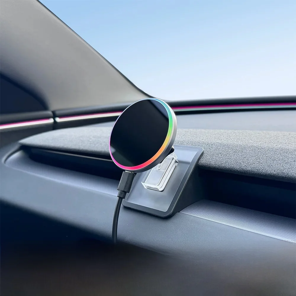 Drewniany uchwyt grawitacyjny na telefon do samochodu, do Tesla New Model Y LAUNCH Juniper 2026 2025 Model 3 Hhighalnd 2024 — zdjęcie 2