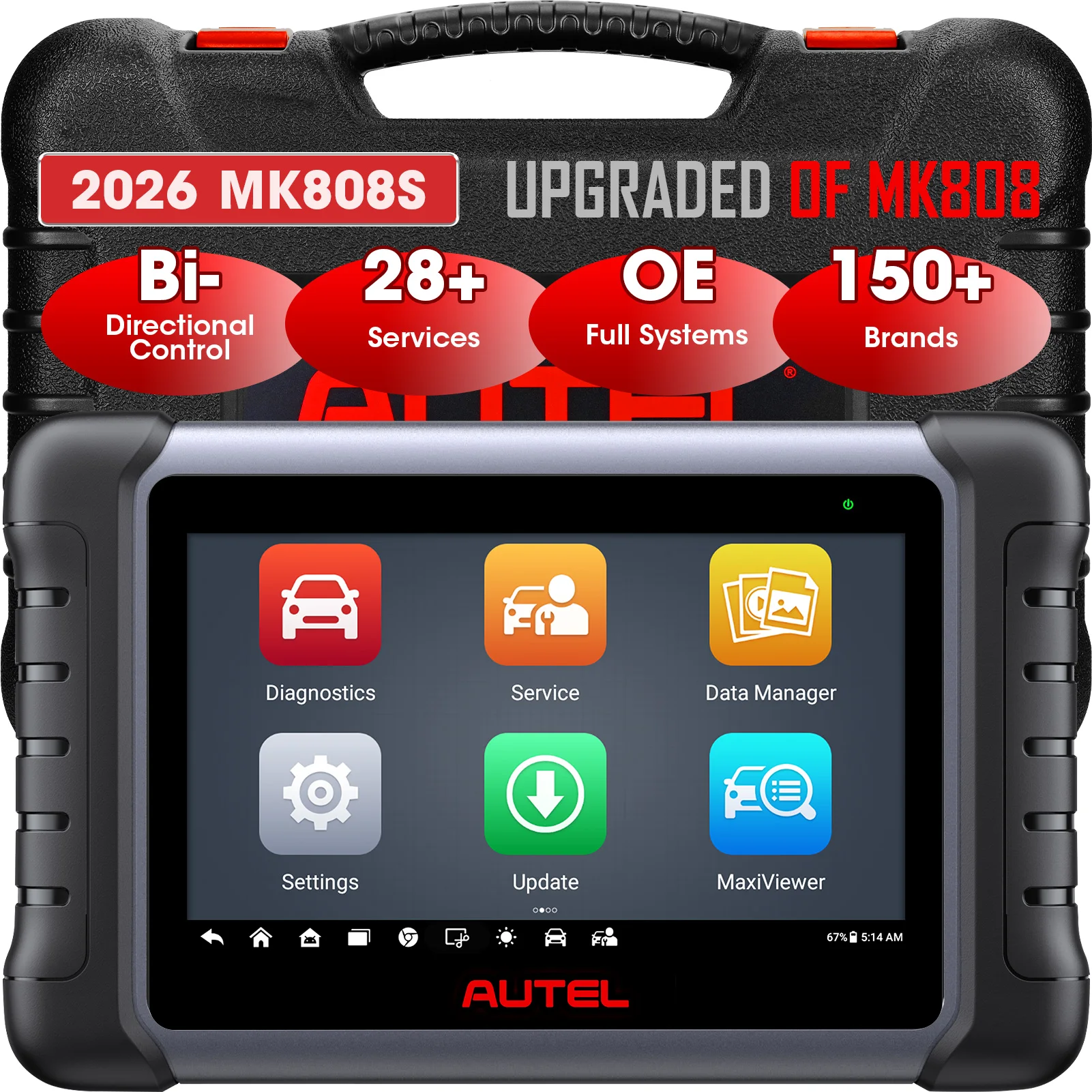 Autel MK808S Diagnostic Car Scanner Tool OBD2 Diagnostic Device with All System and Service Functions Incl. Oil Reset, EPB, BMS, SAS, DPF, TPMS