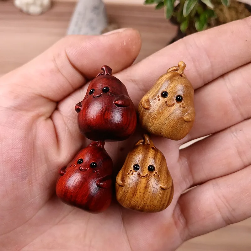 Pear Wooden Office Decor Desktop Gifts Wood Carved Home Figurine Wooden Crafts Cute Small Housewarming Lovely Car Gift Kids