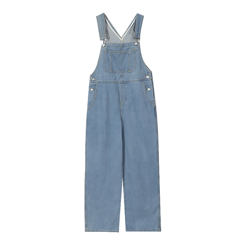 Denim Women Overalls High Waist 2020 Spring Summer Casual Straight Jeans With Pockets Jumpsuits and Rompers for women