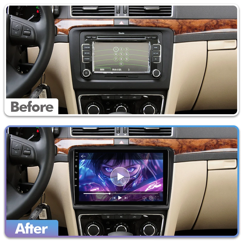 ISUDAR T57 Android 15 Radio For Skoda Superb 2 B6 2008-2014 Multimedia Player CarPlay Android Auto Head Unit Camera DSP Stereo