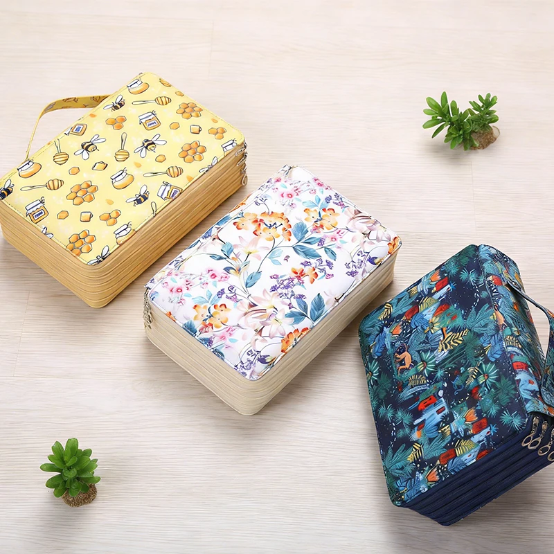 Pencil Cases Designed with a Variety of Fun Patterns (Bees, Jungle Animals, Flowers, Etc.)—120/200/252/300/480 Slots, with Multiple Zippered Compartments, Can Organize Various Pens and Stationery Accessories, Portable and Lightweight Design, Suitable for Students to Organize Dorm Room Stationery and Office Workers to Organize Work Pens, Combines Both Aesthetics and Practical Storage, Is a Great Stationery Organizer for Multiple Groups.