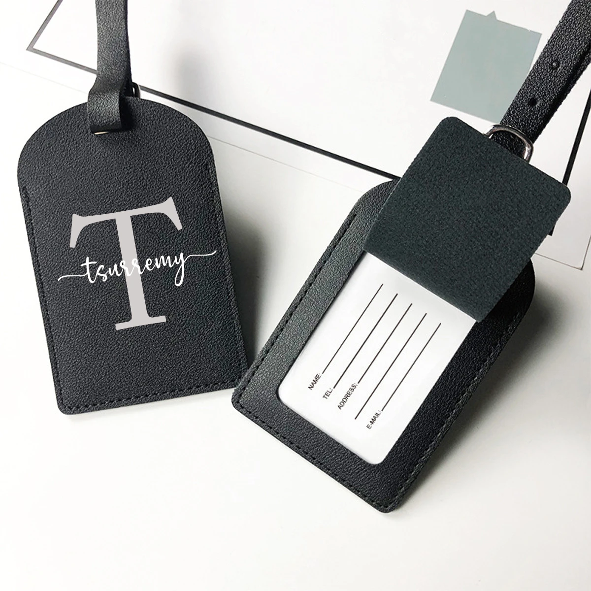 Custom Monogram Luggage Tag Privacy Flap Suitcase Identifier Travel Accessory Birthday Anniversary Bridesmaid Wedding Gift