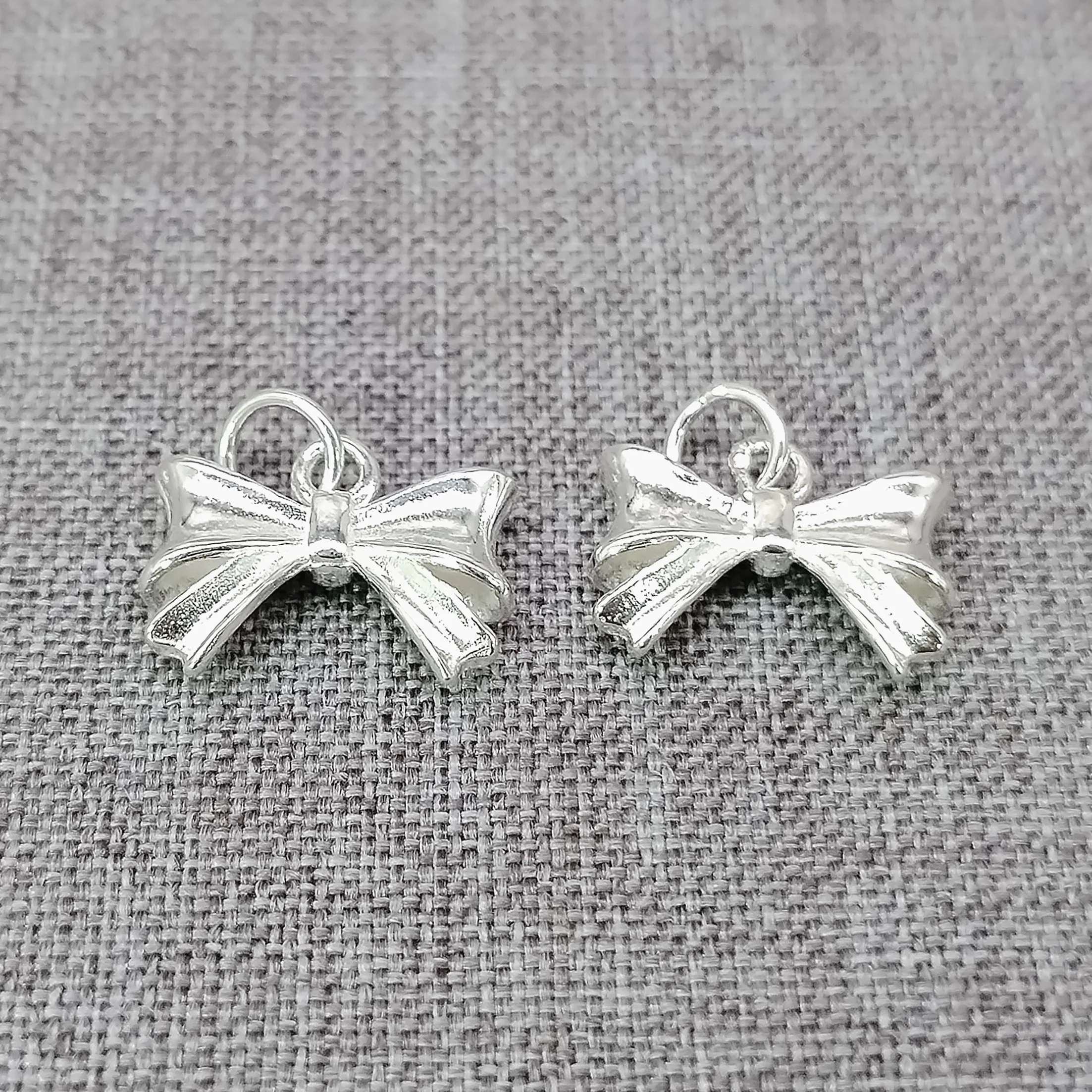 

4 шт. подвесок-бантиков из стерлингового серебра 925 пробы, двусторонние подвески в форме узла-бабочки для ожерелья и браслета