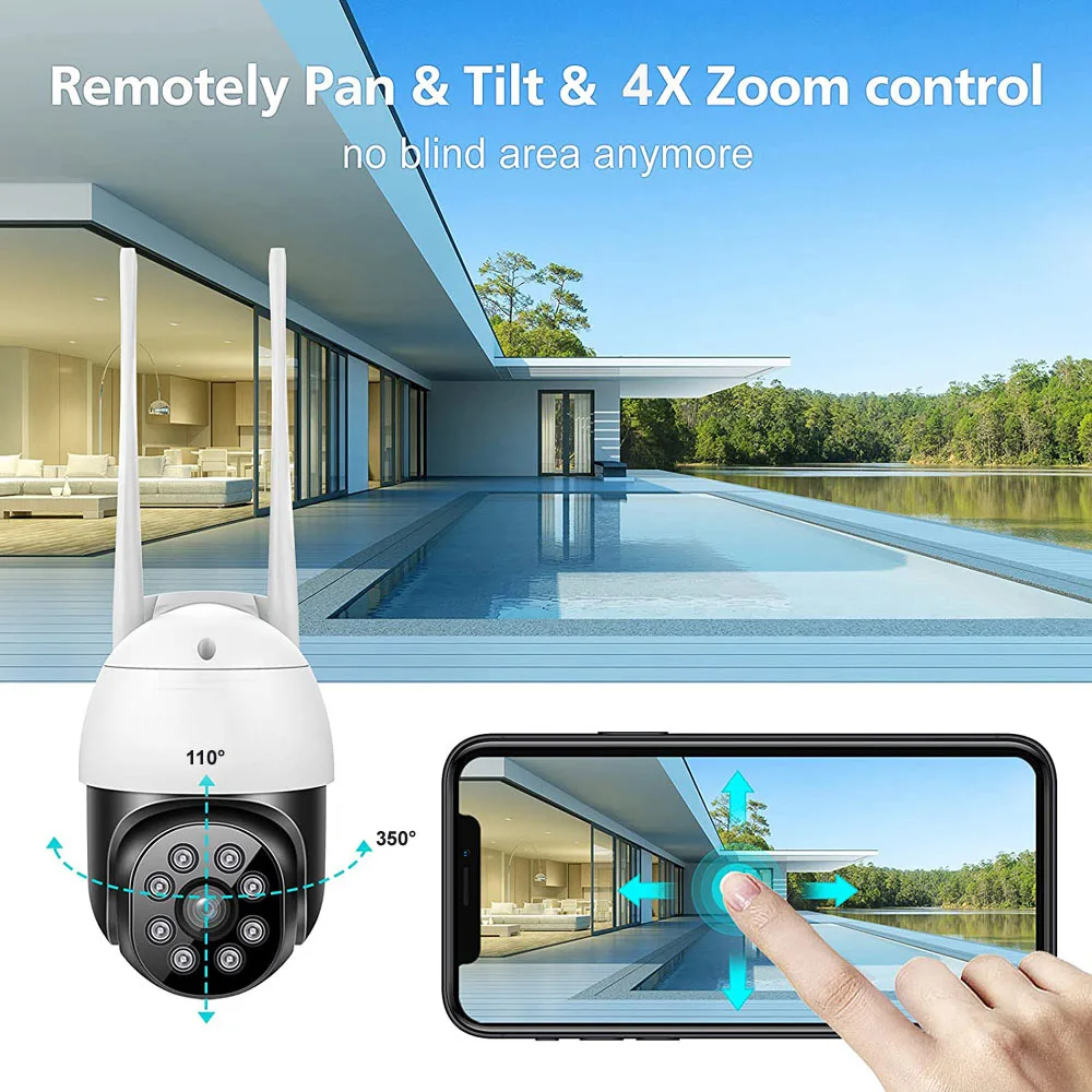 5MP IP Kamera WiFi ochrona bezpieczeństwo zewnętrzne CCTV 360 PTZ inteligentny dom Kamera IP 1080P 3MP ekran wideo ONVIF kamery monitoringu