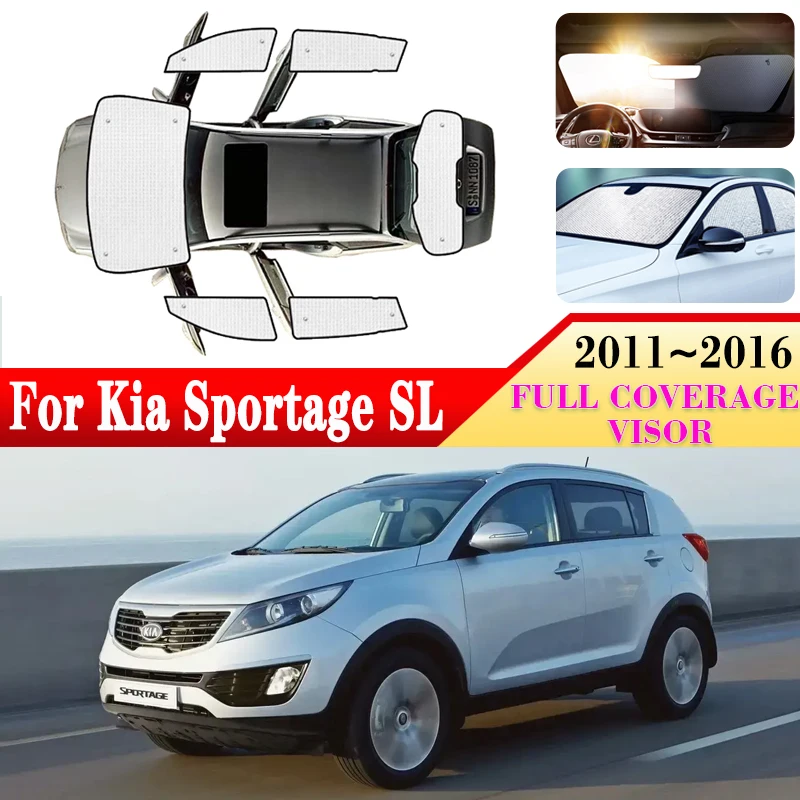

Автомобильные солнцезащитные очки с защитой от УФ-лучей для Kia Sportage SL 2011 2012 ~ 2016, Автомобильные Защитные чехлы для лобового стекла и боковых окон, автомобильные аксессуары