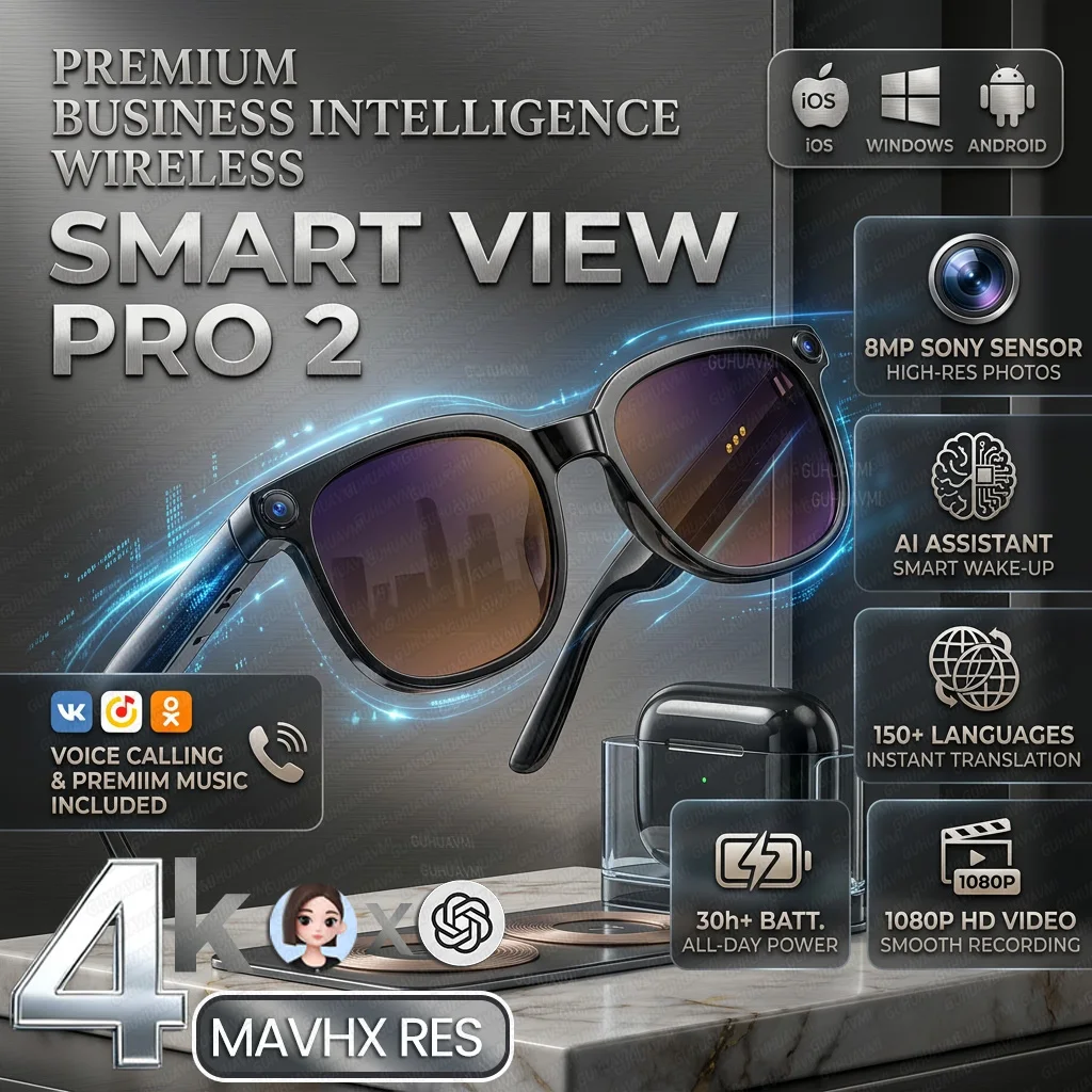 

8MP Smart AI Glasses ChatGPT Voice Control Bluetooth 5.4 Open Ear Audio Sunglasses Sport IPX4 Polarized Anti-Blue Light Glasse