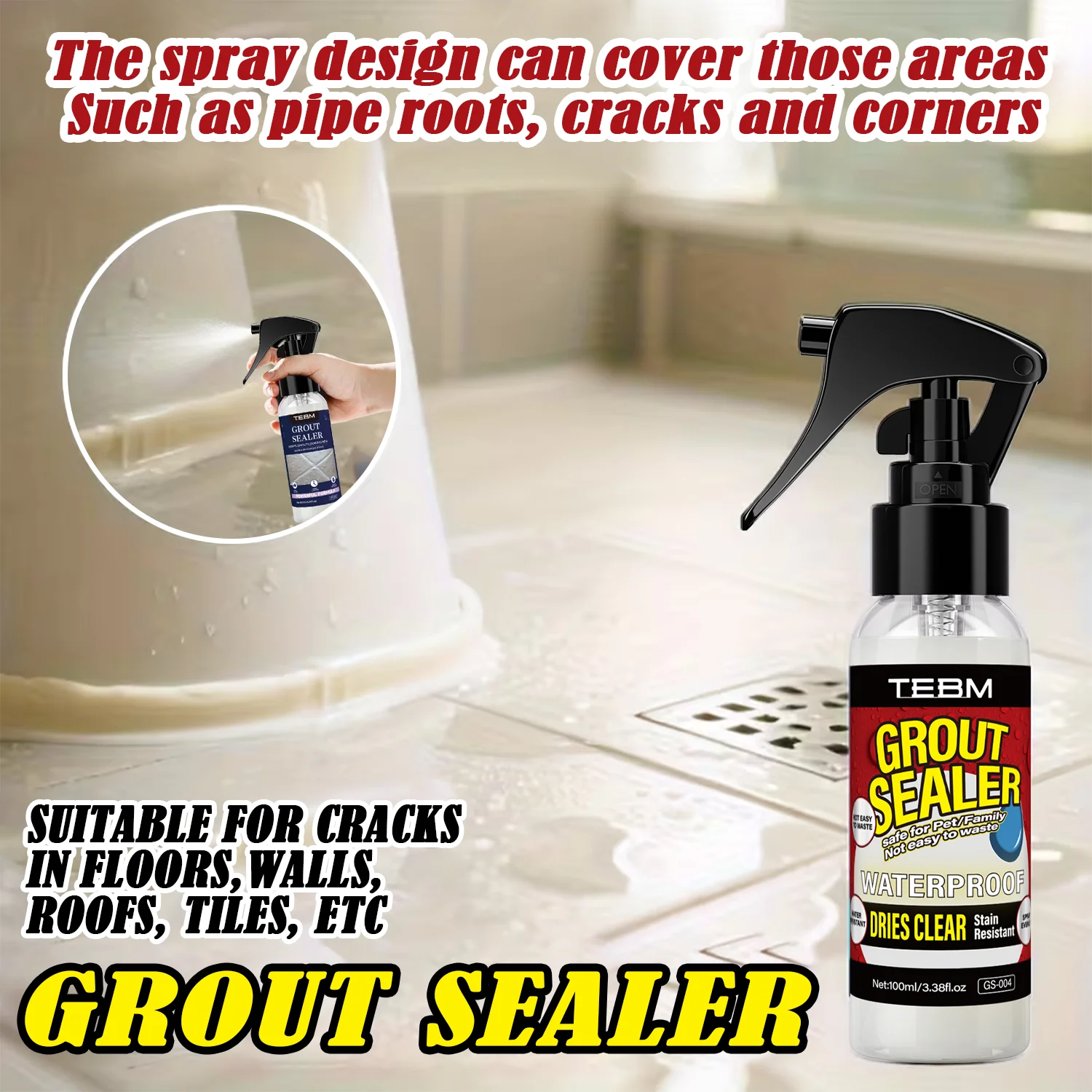 100ml Waterproof Repair Spray Clear Invisible Sealing Glue Long Lasting Anti Leak Agent Indoor Outdoor Wall Roof Tile Grout