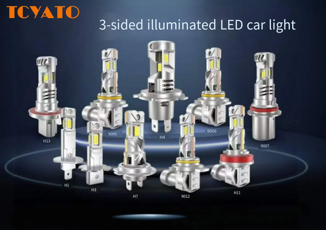 TCYATO 2PCS 5C Fan Automotive LED Through-hole Fog Lamp Headlamp White Light 9005H11 H7 Three-sided Light 9007H13