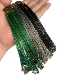 10PCS Anti Bite Steel Fishing Line Steel Wire Leader With Swivel Fishing Accessory Lead Core Leash Fishing Wire 15CM-30CM