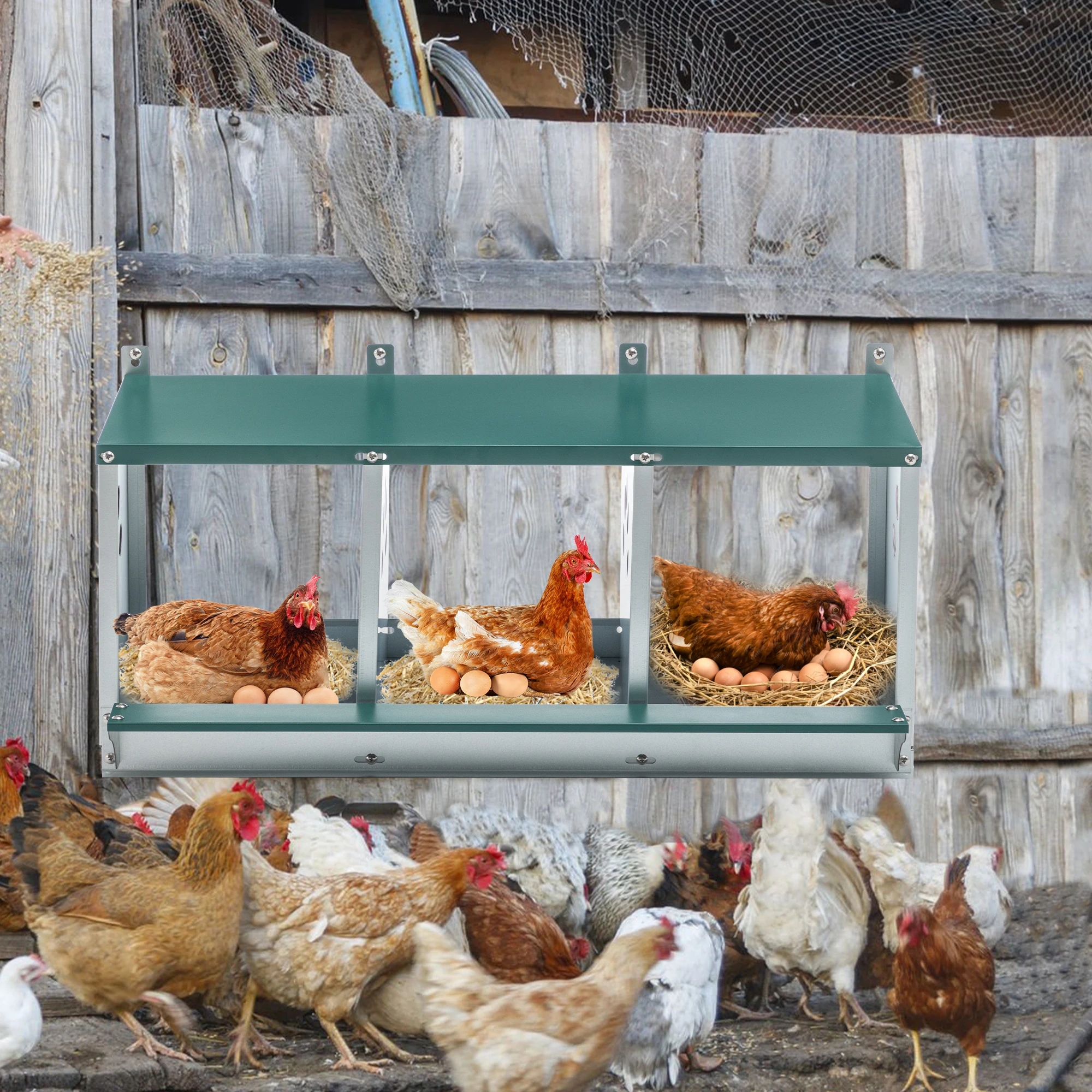 

Metal chicken coop egg storage box, three-layer egg storage box, galvanized steel-made hen egg storage box