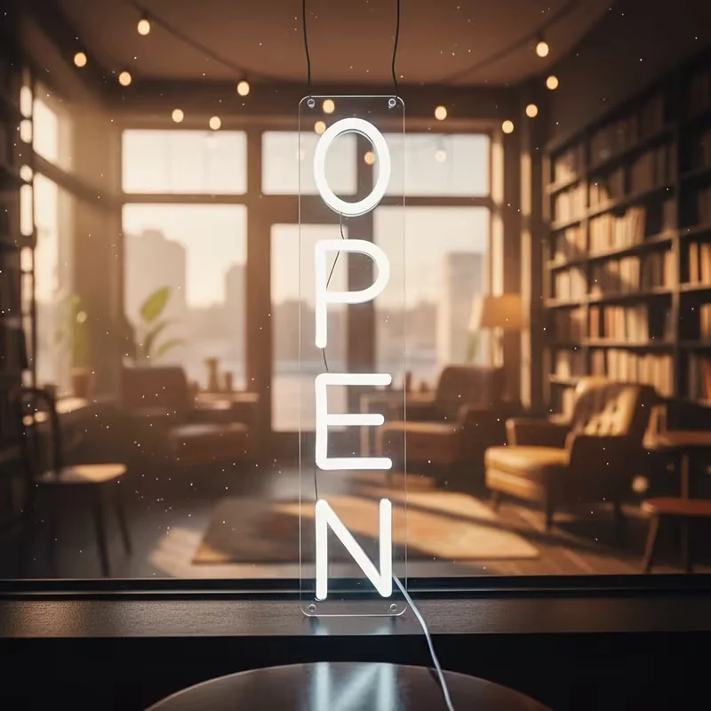 Wall-Mounted LED Neon Open Sign with Remote - Light, Plug-in/ Commercial/Residential Suitable for, Bars, Restaurants