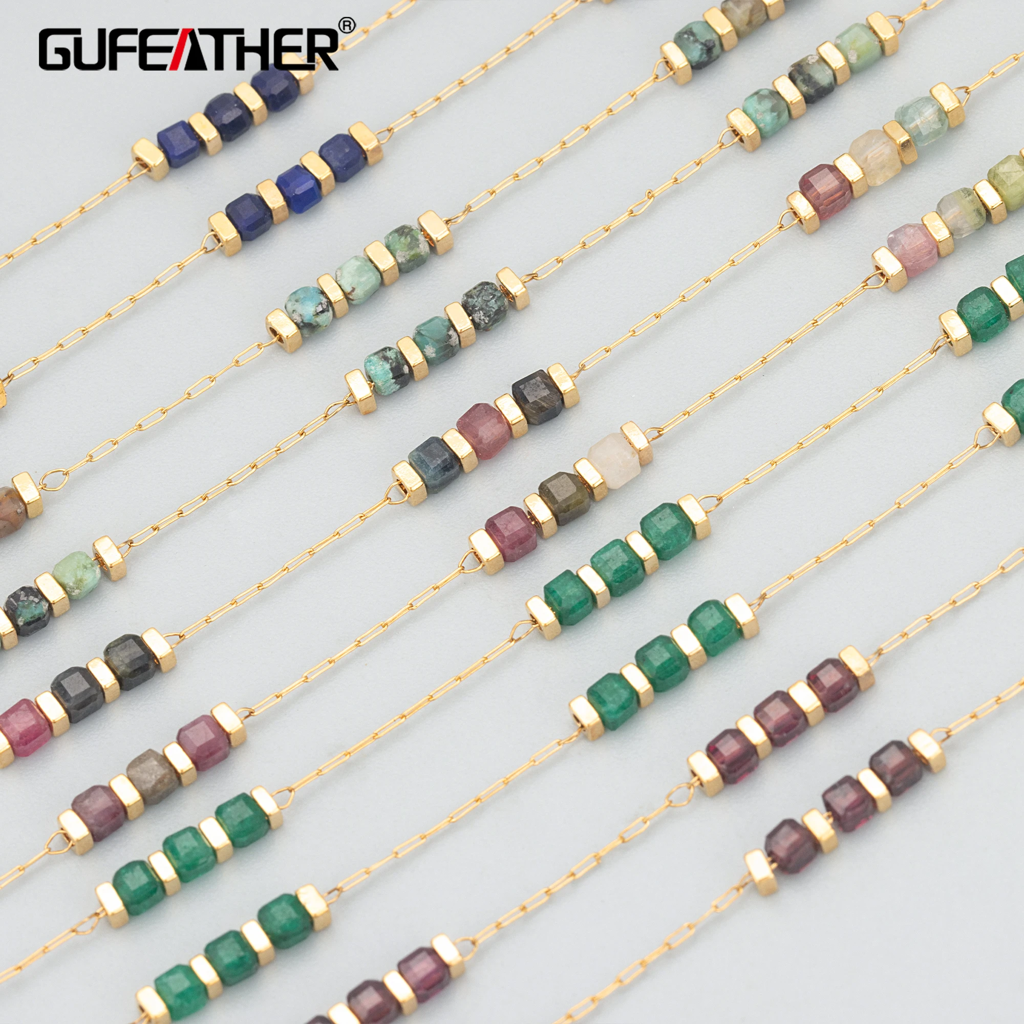 GUFEATHER C366,chain,natural stone,stainless steel,nickel free,jewelry making,charms,hand made,diy bracelet necklace,1m/lot