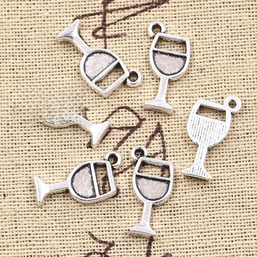 30 sztuk Charms lampka do wina Wineglass 18x9mm Antique srebrny kolor zawieszki DIYCrafts dokonywanie ustalenia Handmade tybetański biżuteria — zdjęcie 2