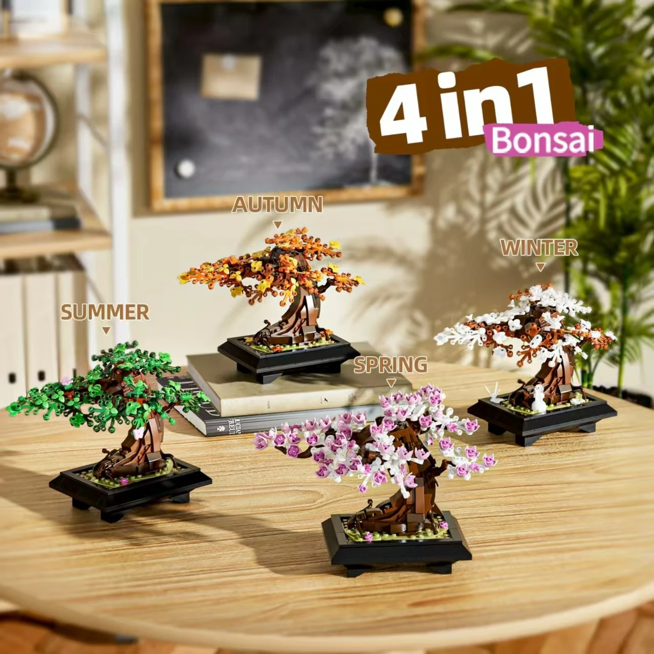 

Bonsai Tree Building Set 4 in 1 Four Seasons Bonsai Tree Building Toy Plant Home Decoration Building Blocks DIY for Girls Boys