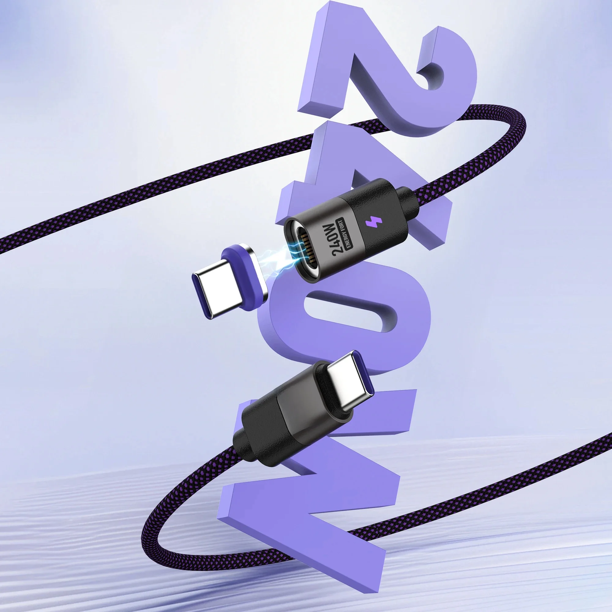 Kabel do szybkiego ładowania 240 W, PD3.1, 5 A, USB-C, z magnetycznym złączem, do ładowania telefonów iPhone 15, Realme, Poco, Xiaomi. — zdjęcie produktu 7