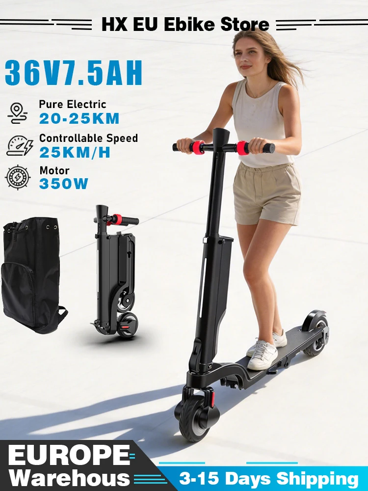 HX X6 Tragbarer Rucksack-E-Scooter 350W 36V7.5Ah Abnehmbarer Akku 5,5-Zoll-Reifen E-Scooter für Tägliche Pendlerfahrten und Reisen