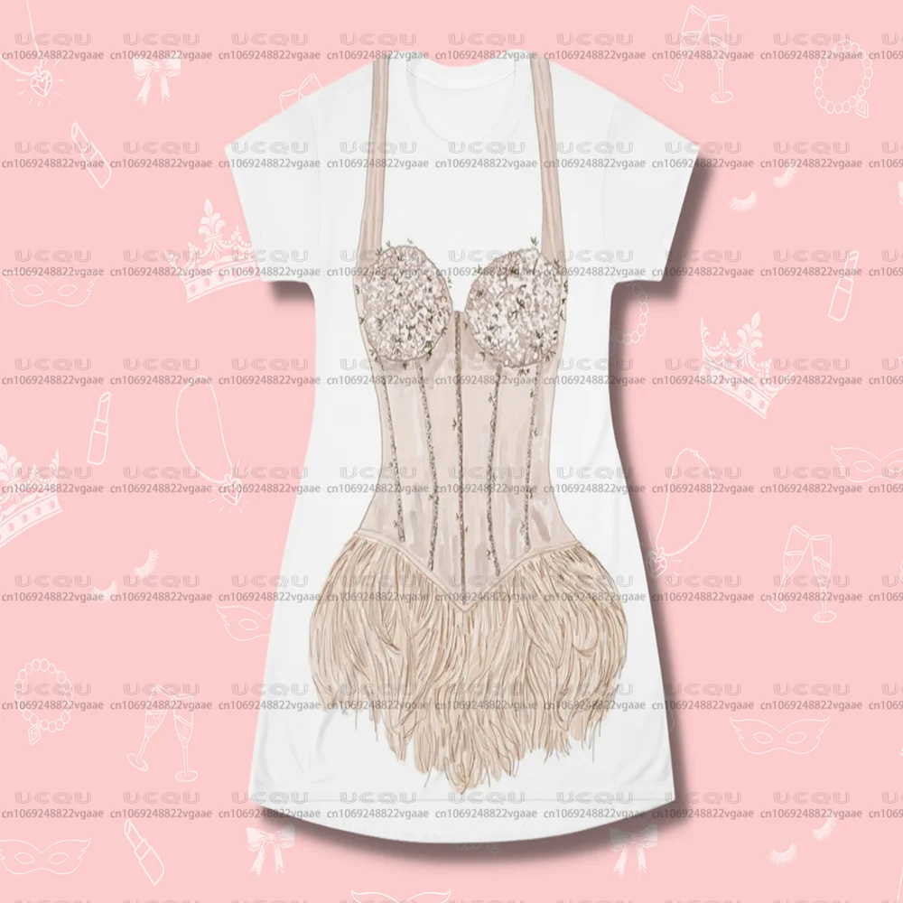 Sposa Bikini T-shirt Abito Divertente Flapper Loungewear Burlesque Regalo Top Tee Divertente Catena Gemma Showgirl Cosplay Gonna Festa Hawaii 2026