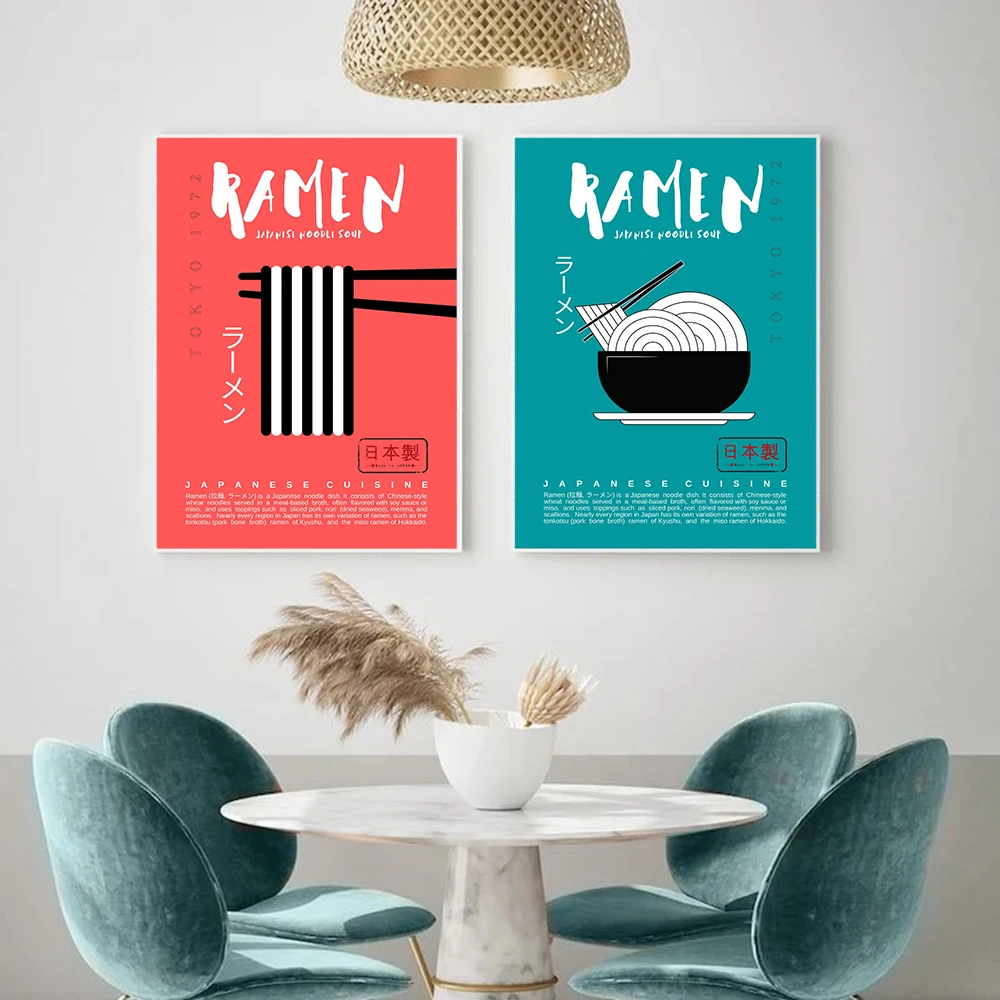 Nordic Vintage Ramen Posters and Prints Retro Food Japanese Noodle Canvas Painting Modern Wall Pictures for Kitchen Home Decor