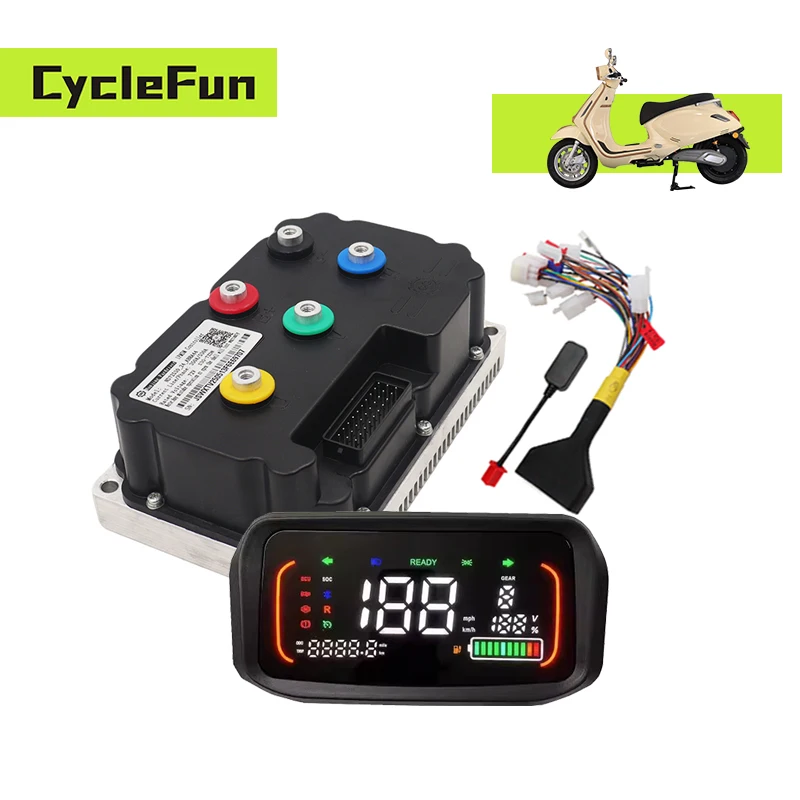 

84V DC 330A ND84530 BLDC Sine Wave FarDriver Controller With Heat Sinks N7 Speedometer for Electric Motorcycle E-Scooter