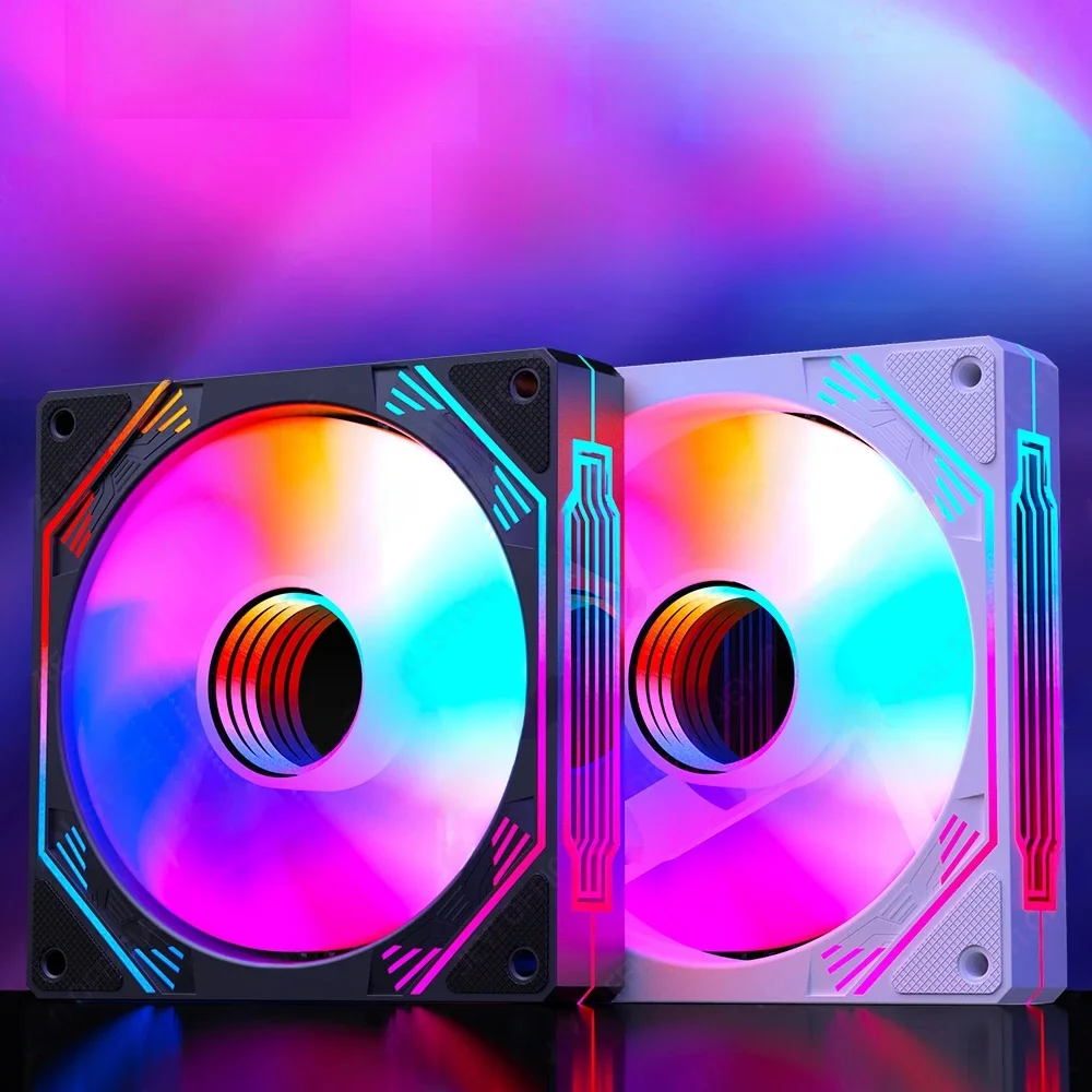 JEYI ARGB Fan 120mm PC Cooling Fans Computer Fan Ultra Silent Heatsink with 4PIN PWM, 5V 3PIN ARGB Addressable SYNC/RC Port