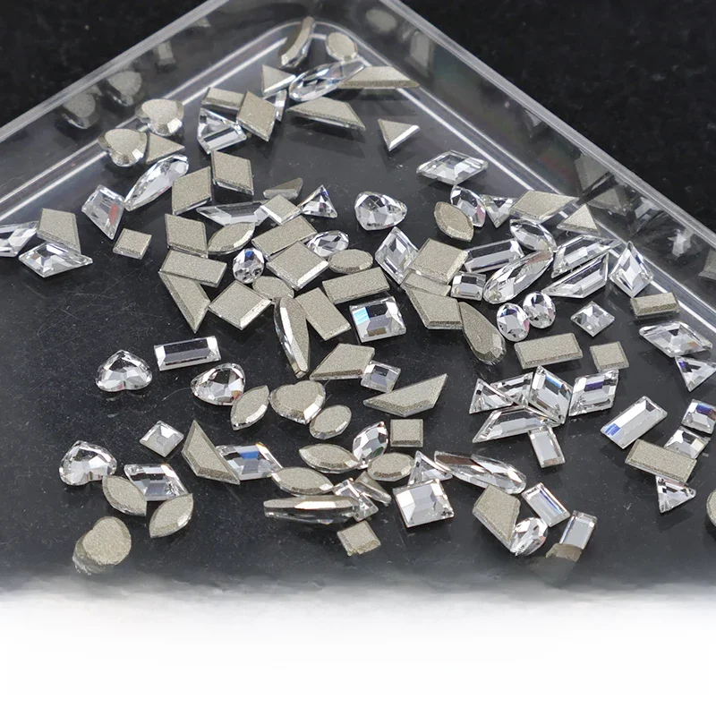 K9 cristal de haute qualité à dos plat Nail art strass Mini petite taille cristal bord inversé forme pierre