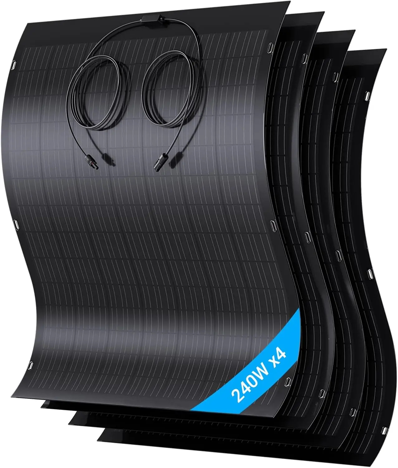 LIONSHEE Flexibel Zonnepaneel 4-pack, 4 x 240 W, totaal 960 W, 17,55% monokristallijn PV, 120° buigbaar, IP67 ultralicht voor off-grid thuisstroomvoorziening