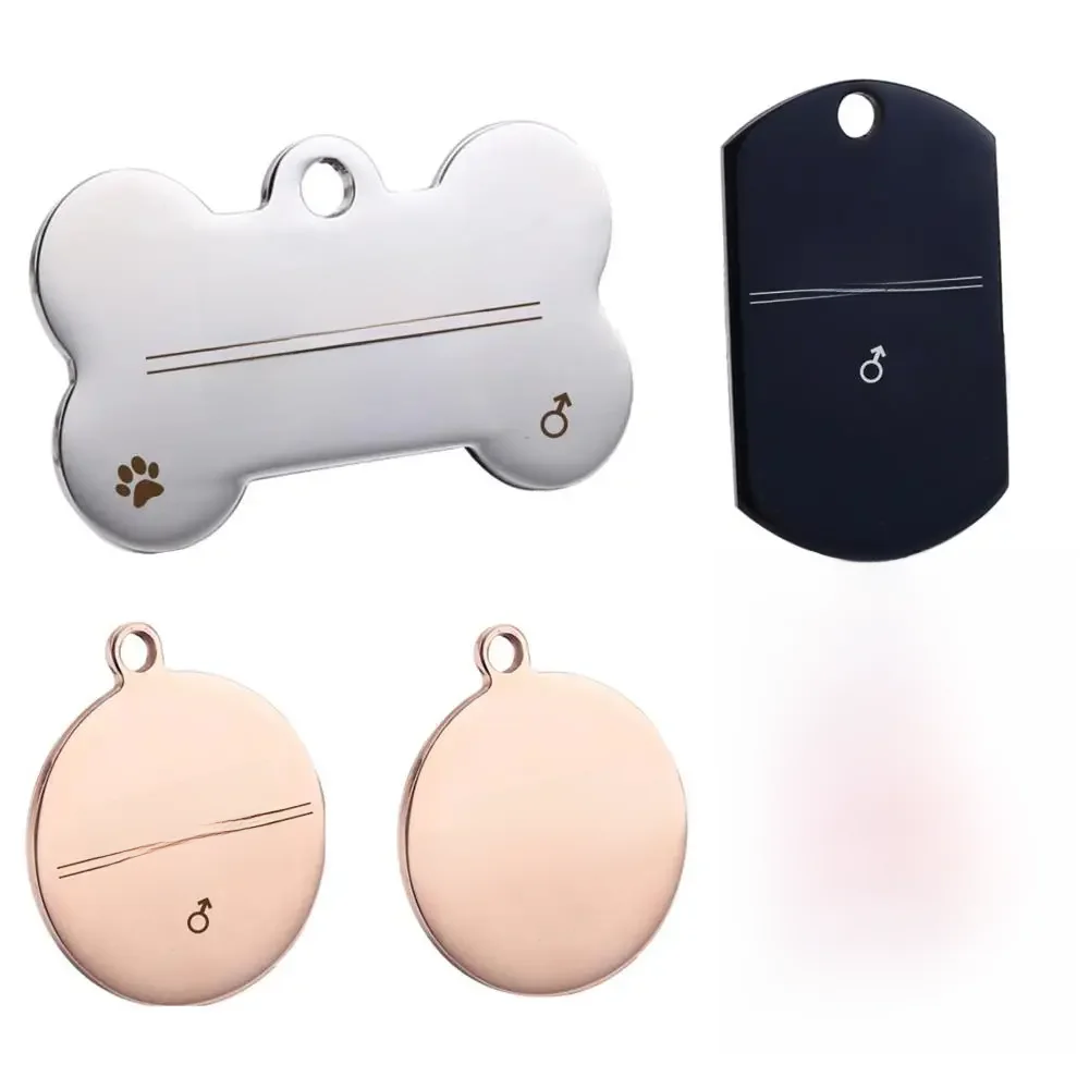 Darmowa grawerka, identyfikator dla zwierząt, nierdzewna stal, tabliczka z imieniem dla psa/kota, akcesoria do obroży, zawieszka, personalizacja, srebrny, złoty, różowe złoto, czarny. — zdjęcie 2