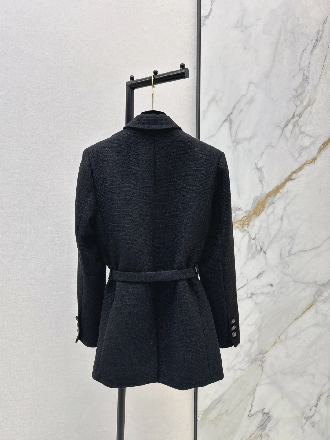 

Women's 2025 new woven woolen tweed coat, elegant socialite style, with a lapel and waistband jacket