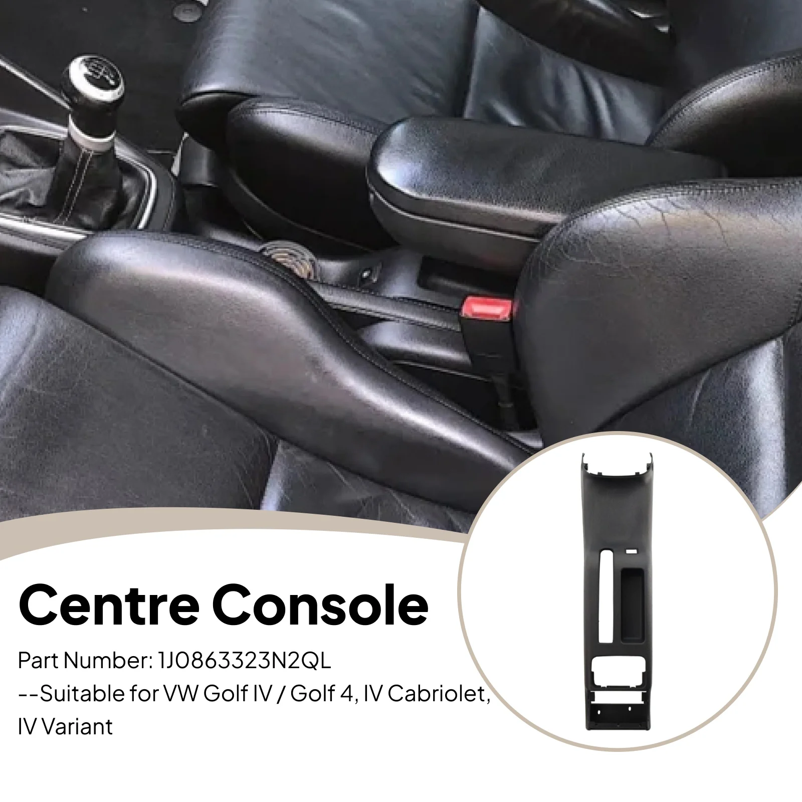 

Auto Center Console Base Fits for VW Golf IV 4 Spare Parts Replacement Black 1J0863323N2QL