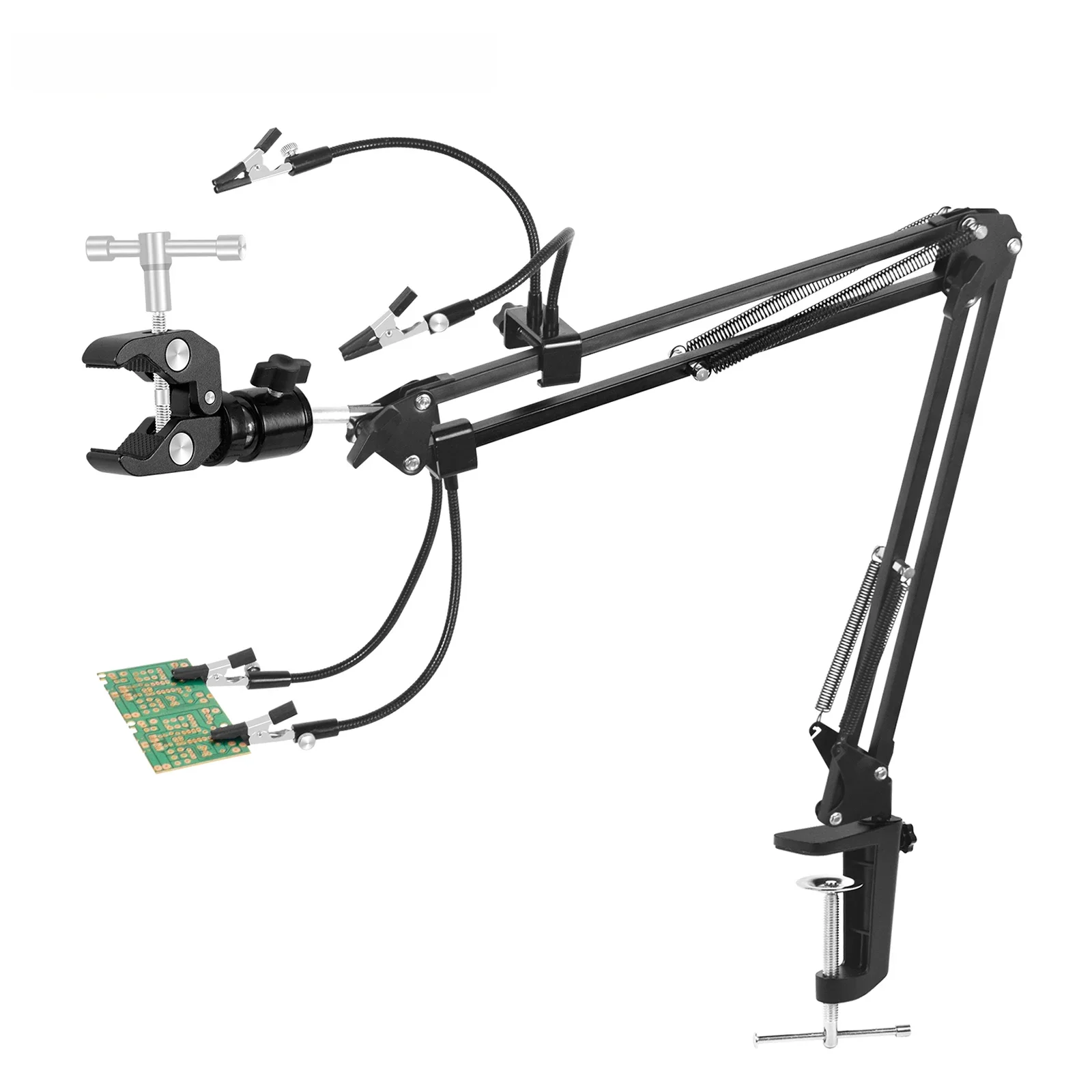 NEWACALOX 360 °   Obrotowy uchwyt na płytkę PCB Uchwyt na suszarkę do włosów Trzeci uchwyt do lutowania Pomocne dłonie Uchwyt na opalarkę Narzędzie spawalnicze — zdjęcie 2