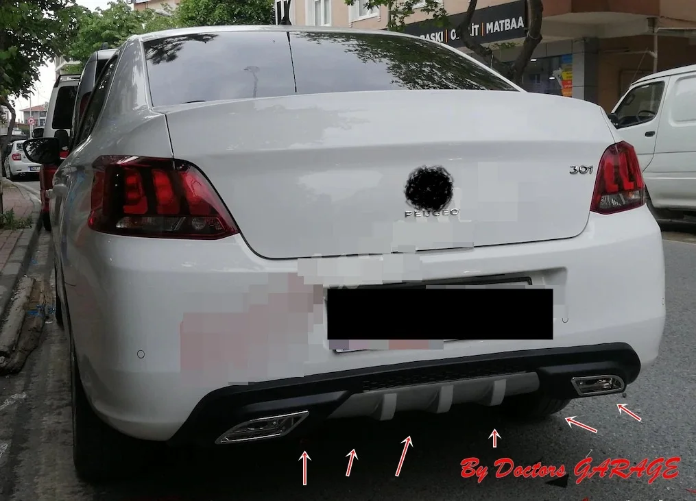 

For Peugeot 301 Sedan Model Diffuser 2 Fake Exhaust Car Accessory unıversal modified Rear Bumper attachment Flexible Durable