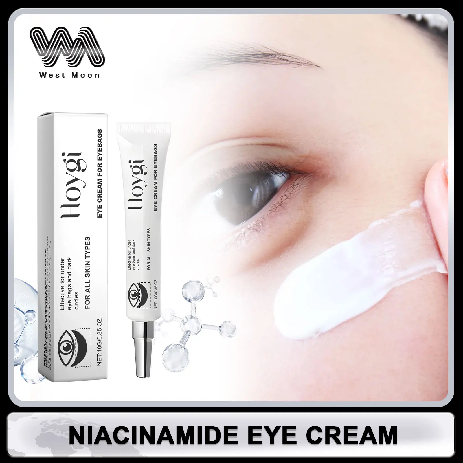 Crème de Niacinamide pour Enlever les Poches des Yeux, Gel de Soin Hydratant, Éclaircissant, Raffermissant, Lifting Sous les Yeux