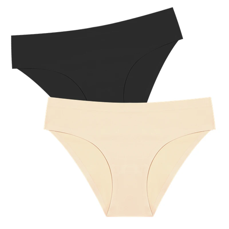 FINETOO 5PCS Seamless Panties for Women Sexy Ice Silk Underwear Soild Briefs Low Waist Comfortable I