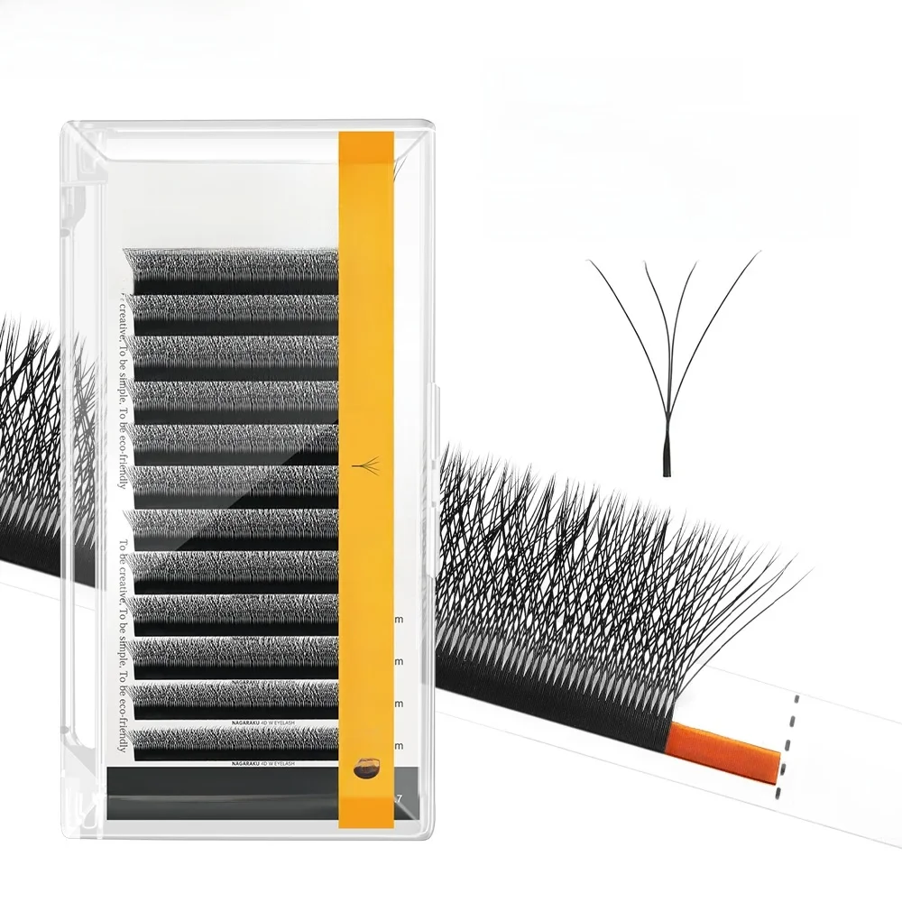 NAGARAKU 4D W Shape Hand Waved Premade Fans Przedłużanie rzęs Pełne rzęsy Naturalne Miękkie Światło Indywidualne Matowe Gęste — zdjęcie 2