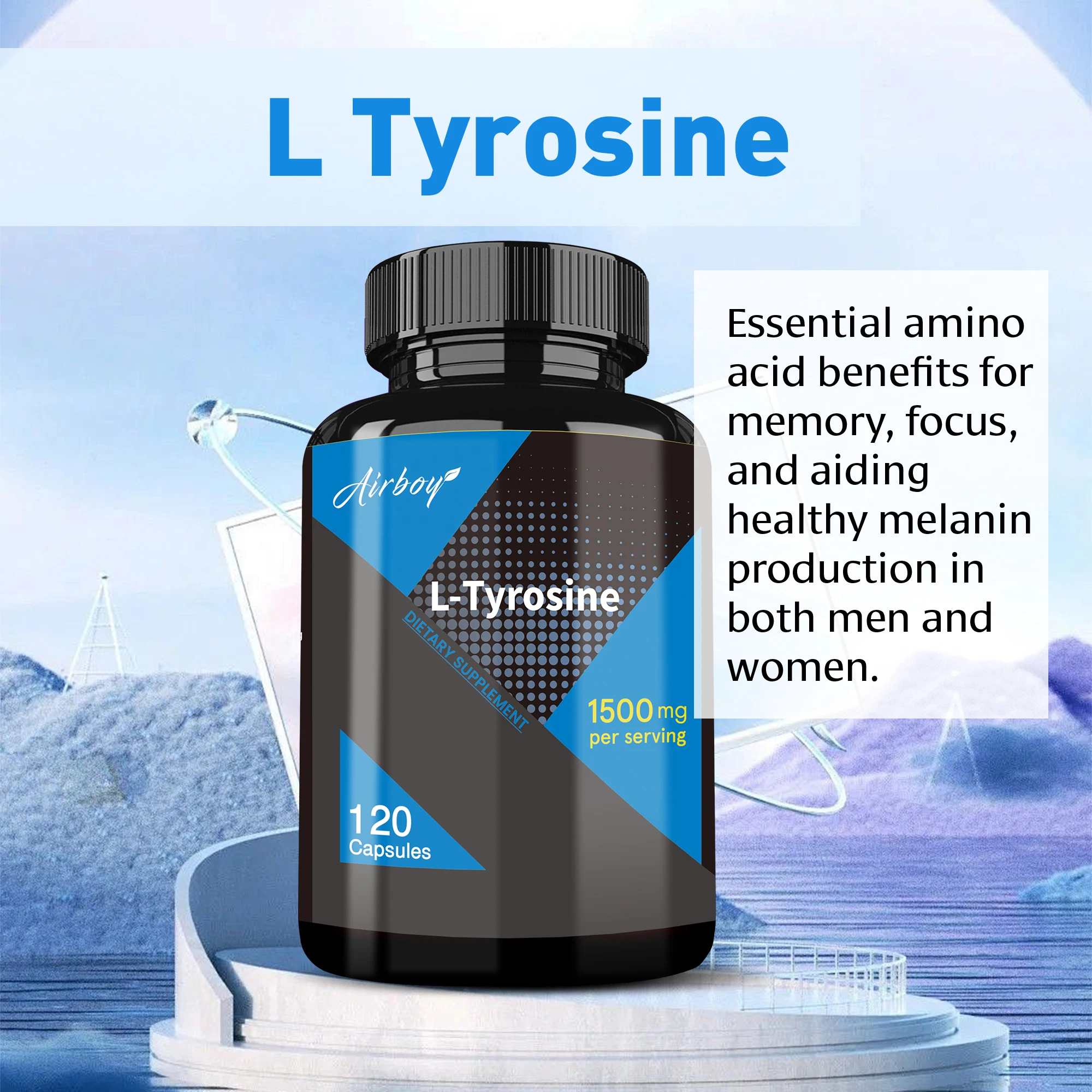 L-Tyrosine يدعم إنتاج الطاقة الطبيعية والتغذية الرياضية ويدعم الذاكرة والتركيز ، كبسولات