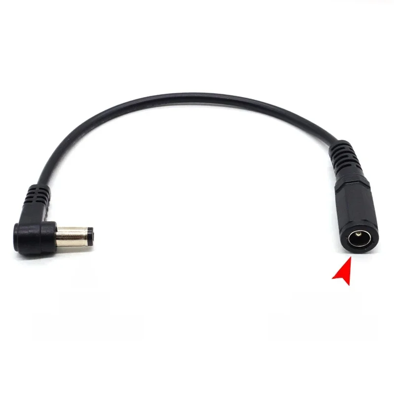 Adapter kabla DC 5,5 x 2,1 mm męski na żeński, kabel ładujący 5,5 * 2,1 mm pod kątem prostym 90 stopni — zdjęcie 2