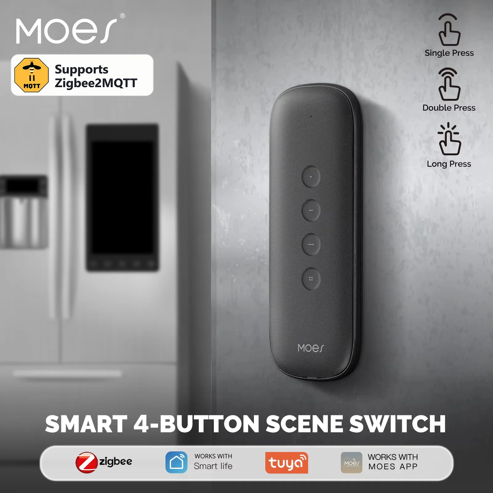 Zigbee Smart Button Scene Switch - Interrupteur intelligent Tuya Zigbee2MQTT pour scénarios,