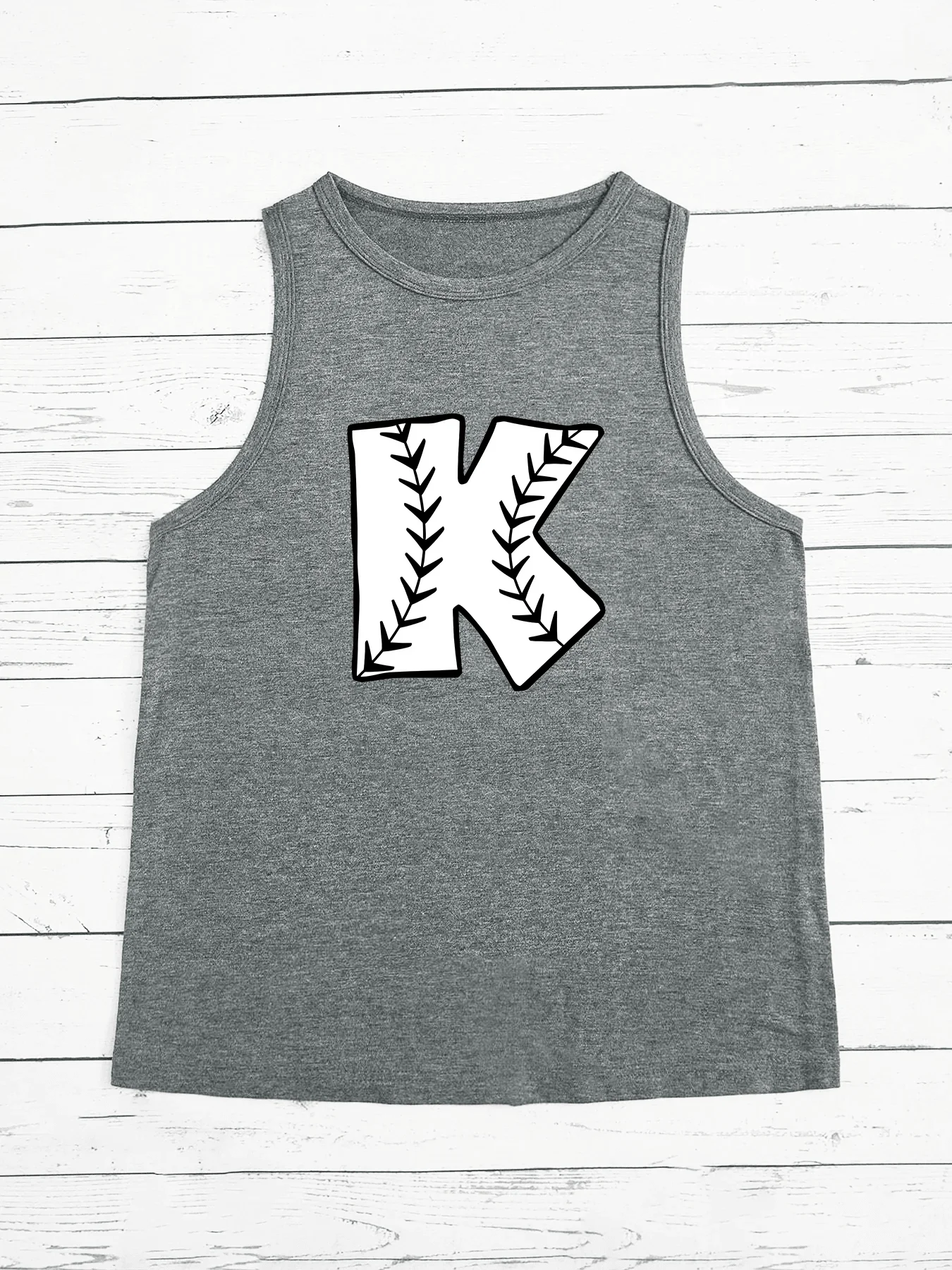 Baseball Sports Letter K - Kappa Monogram Funny Fashion Funny Sports Women's Tank Top Loose O Neck Sleeveless Casual Tank