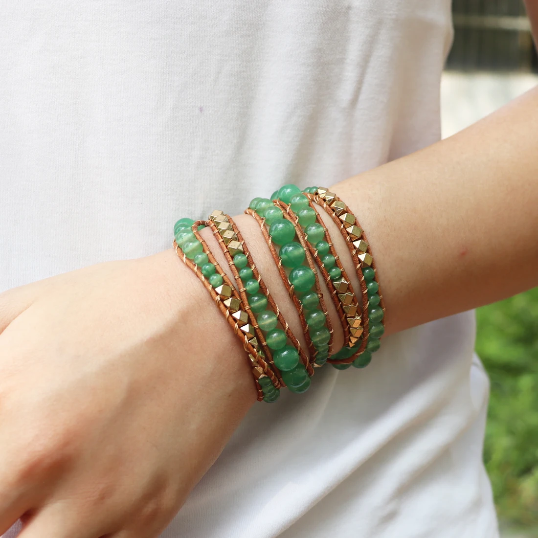 Unique Mix Strands Leather Bracelet Multicolor Natural Stone Woven Wrap Bracelets Bohemian Bracelet Drops Hipping