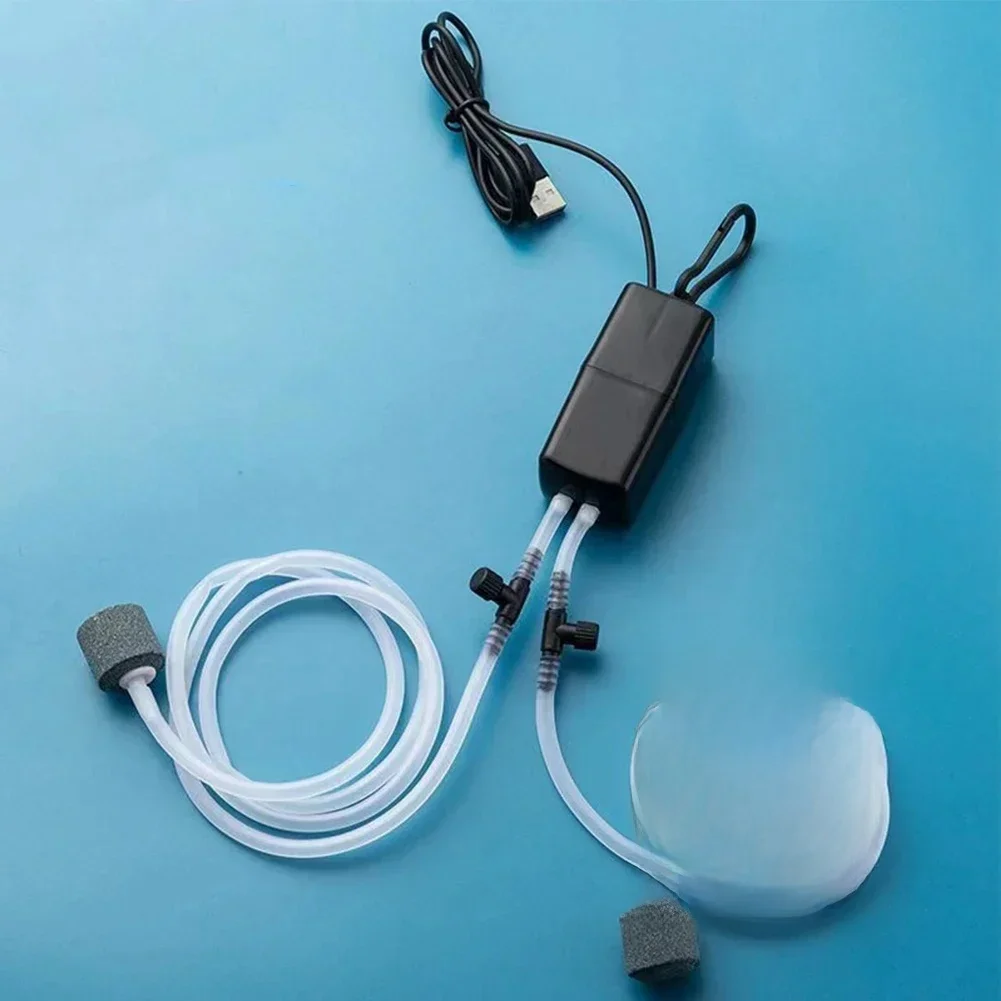 Zestaw mini pompy powietrza do akwarium Pompa tlenowa z kamieniem powietrznym, cicha, wysoka wydajność energetyczna, filtr akwariowy USB, akcesoria do akwarium wędkarskiego — zdjęcie 2