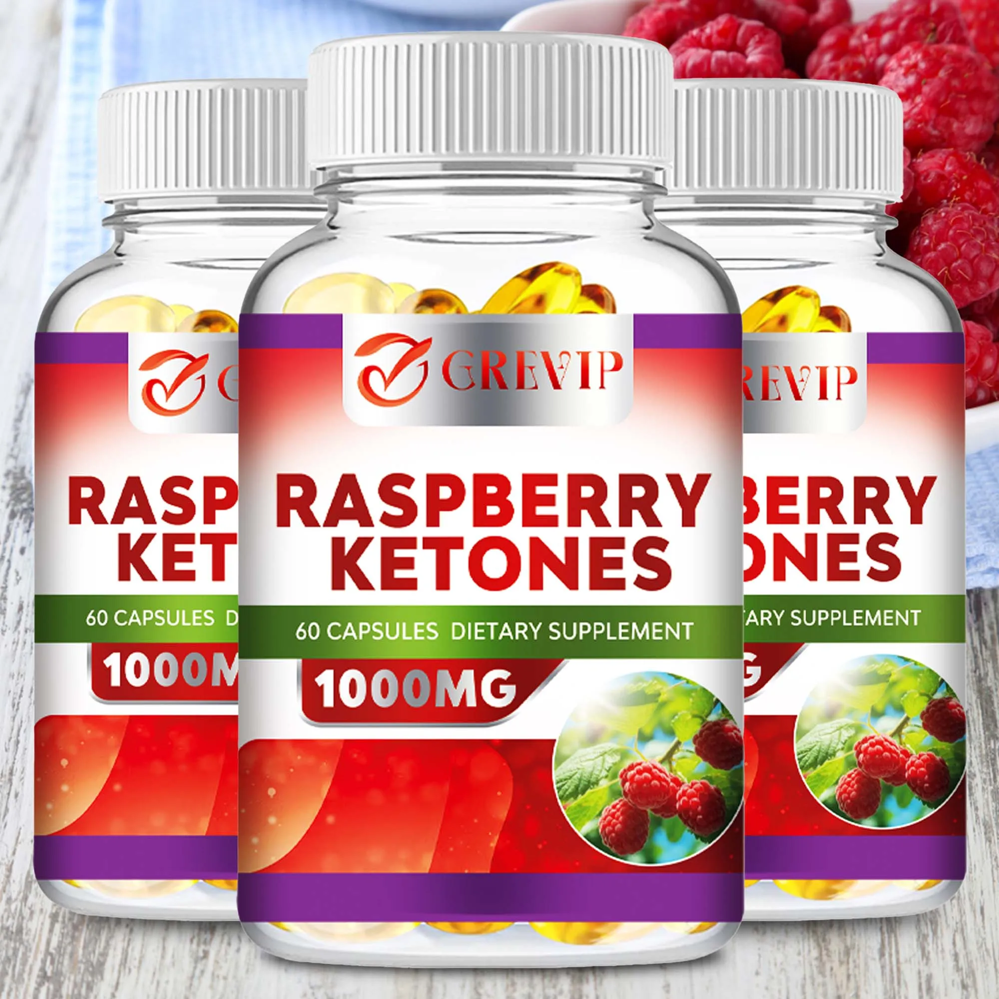 Raspberry Ketones – Weight Management, Support Metabolism, Antioxidant, Energy Boosting, Fat Burning - 60 Capsules