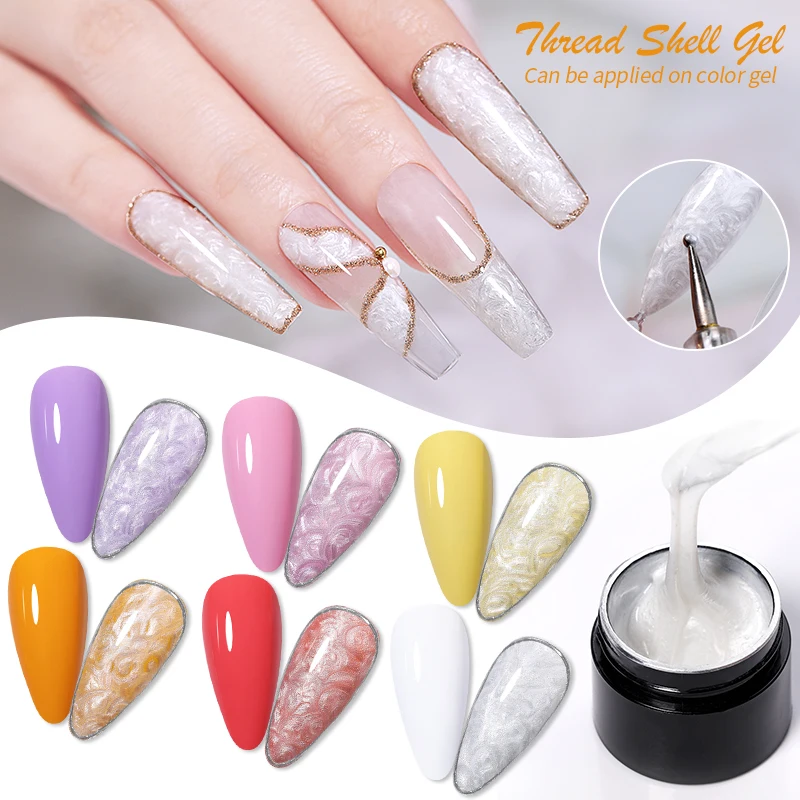 LILYCUTE 7ML Thread Shell Gel Nail Polish Shiny Glitter Apply On Color Gel Semi Permanent Manicure For Soak Off UV LED Gel