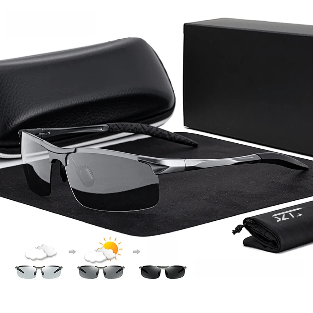 AliExpress SZTZX Aluminium Rimless Outdoor Sport Photochromic Sunglasses Men Polarized  Anti-UV Driving Fishing Glasses Cycling Goggle