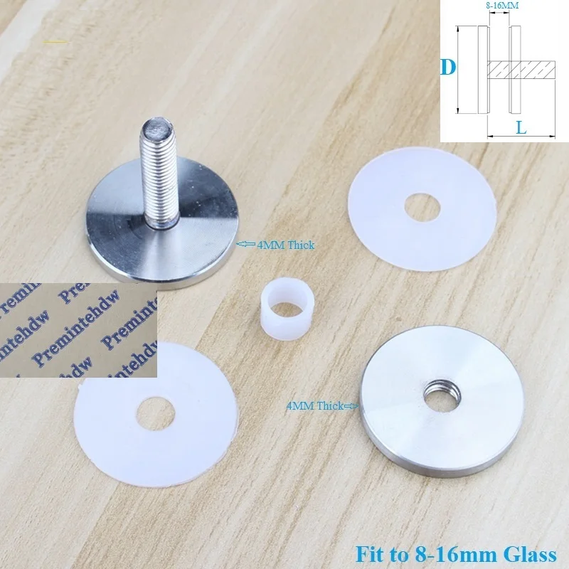 10Pcs SUS304 Round Mirror Acrylic Sign Standoff Fastener M8 M10 Threaded Bolt