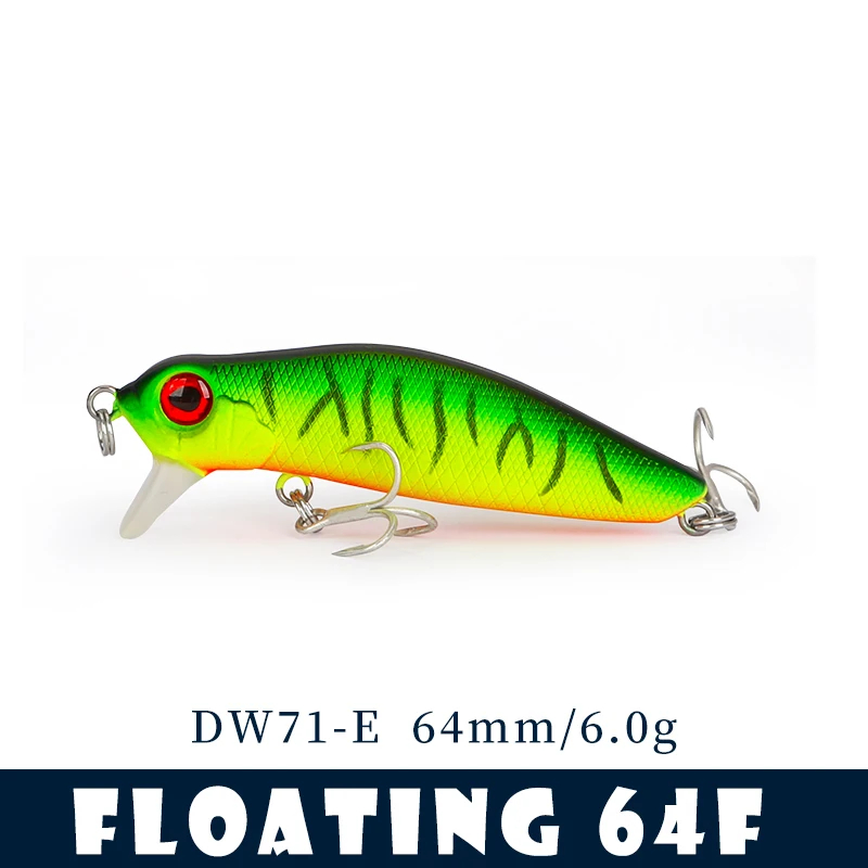 TSURINOYA 64F Ondiepe Runner Drijvende Minnow DW71 64mm 6.0g Riviervissen Ajiing Game Vissen Lokken Wobbler Kunststoffen Nep Aas